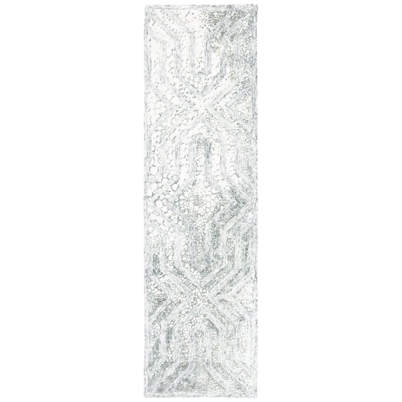 SAFAVIEH Restoration Vintage Rubye Geometric Runner Rug, Charcoal/Ivory, 2'3" x 8'
