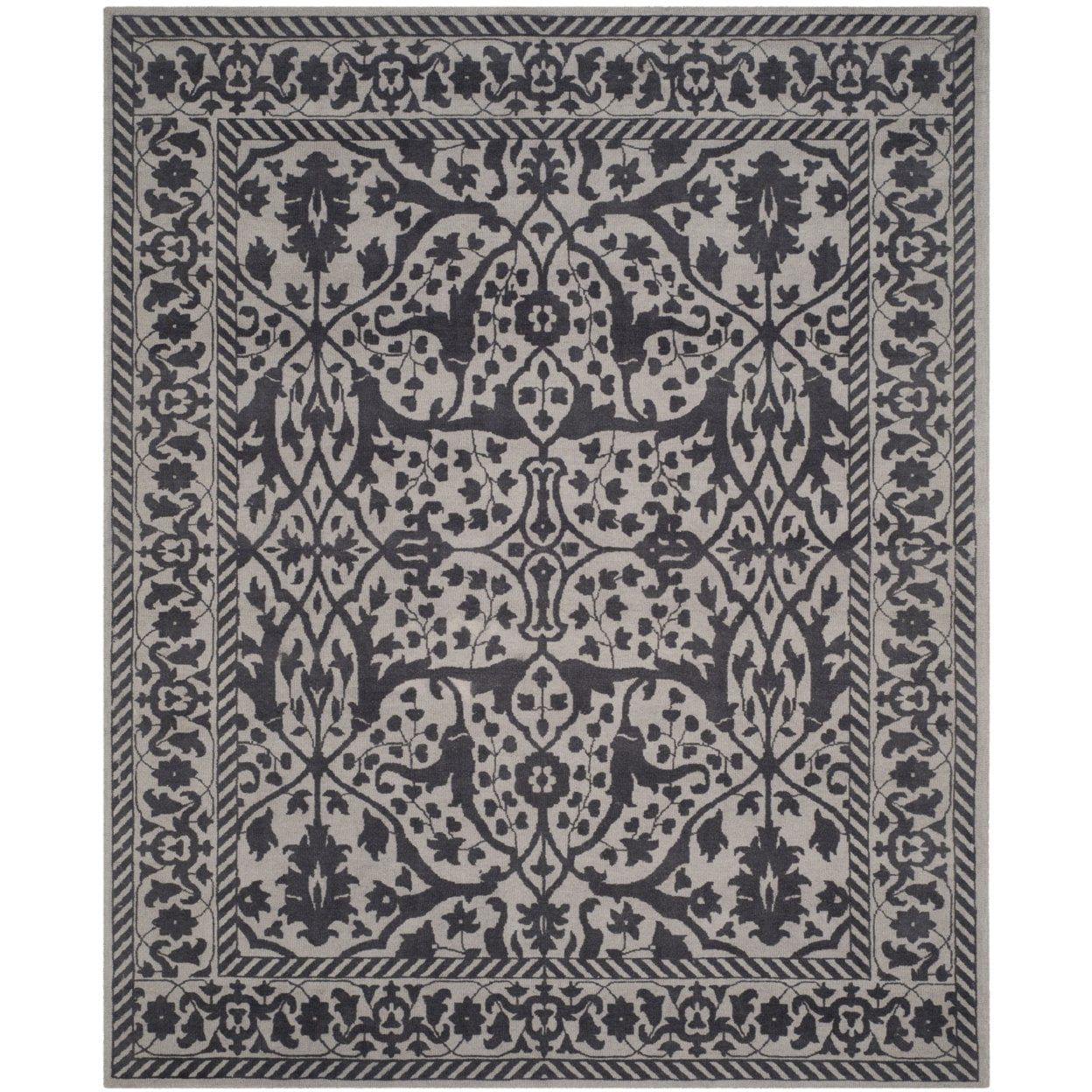 Handmade Silver/Grey Wool Tufted Rectangular Area Rug