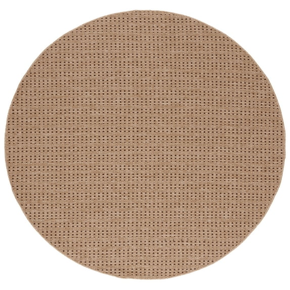 SAFAVIEH Retreat Drummond Solid Indoor/Outdoor Area Rug, Natural/Brown, 6'7" x 6'7" Round