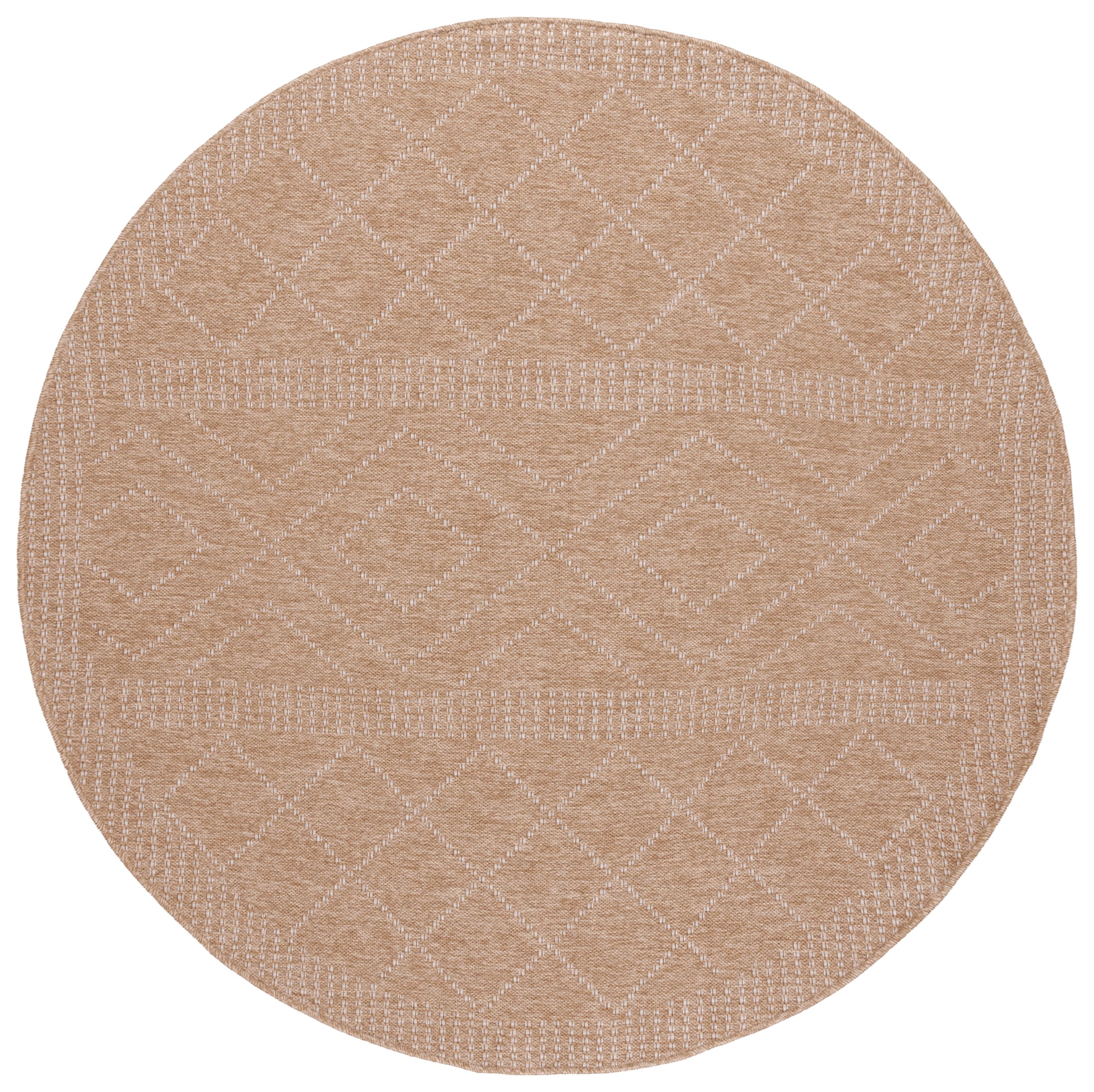 SAFAVIEH Retreat Joisse Geometric Indoor/Outdoor Area Rug, Natural/Ivory, 6'7" x 6'7" Round