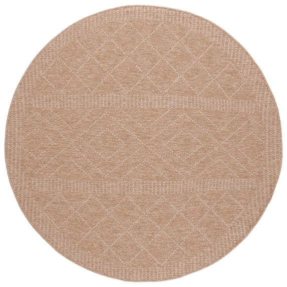 SAFAVIEH Retreat Joisse Geometric Indoor/Outdoor Area Rug, Natural/Ivory, 6'7" x 6'7" Round