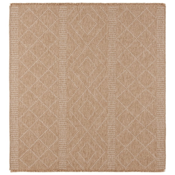 SAFAVIEH Retreat Joisse Geometric Indoor/Outdoor Area Rug, Natural/Ivory, 6'7" x 6'7" Square