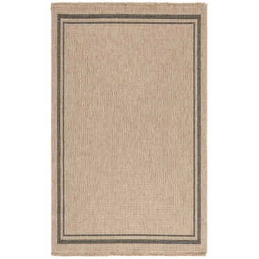 SAFAVIEH Retreat Luigi Bordered Indoor/Outdoor Area Rug, Natural/Black, 8' x 10'