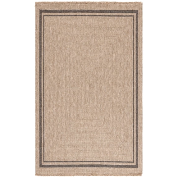 SAFAVIEH Retreat Luigi Bordered Indoor/Outdoor Area Rug, Natural/Black, 8' x 10'