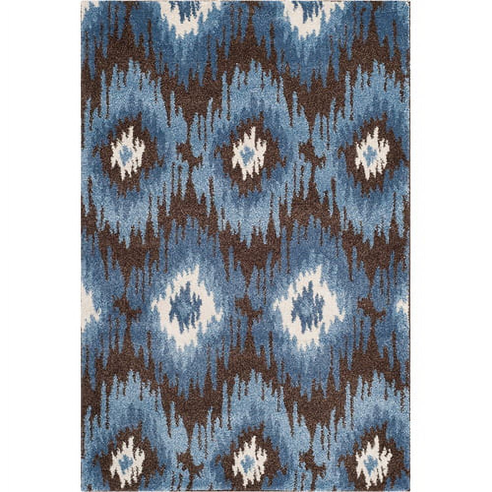 Luxurious Blue Abstract 4' x 6' Shag Area Rug for Contemporary Spaces