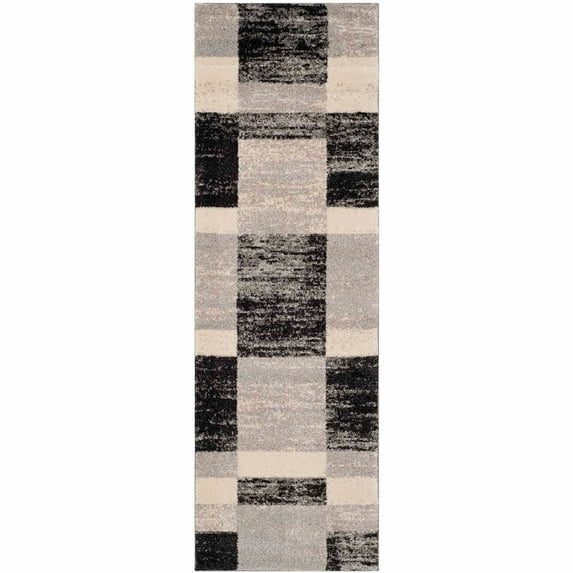 SAFAVIEH Retro Carleen Abstract Runner Rug, Black/Light Grey, 2'3" x 11'