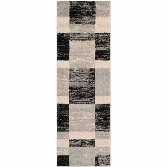 SAFAVIEH Retro Carleen Abstract Runner Rug, Black/Light Grey, 2'3" x 11'