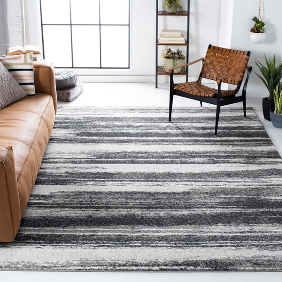 SAFAVIEH Retro Chantel Abstract Area Rug, Dark Grey/Light Grey, 4' x 4' Round