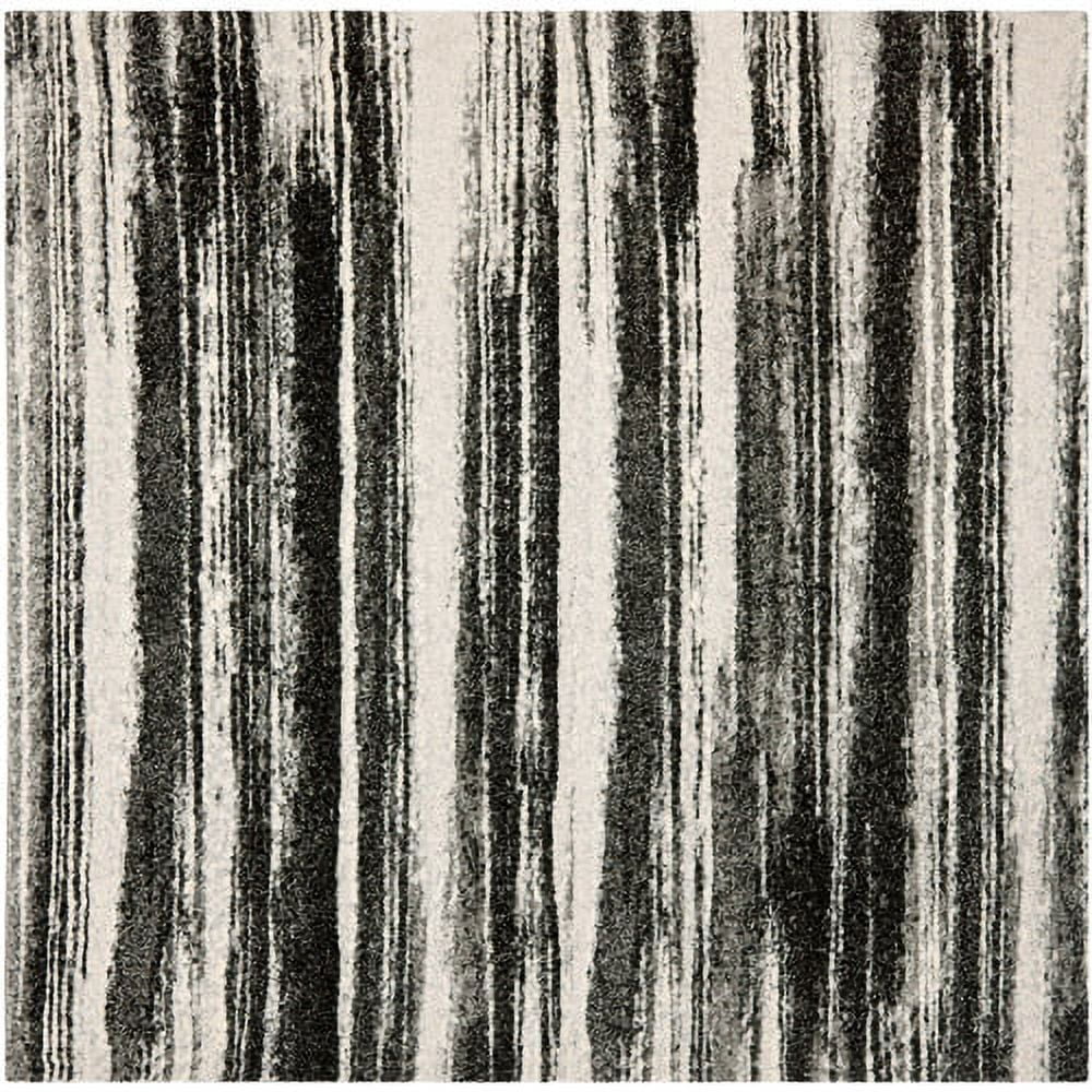 Gray Abstract Square Shag Synthetic Area Rug