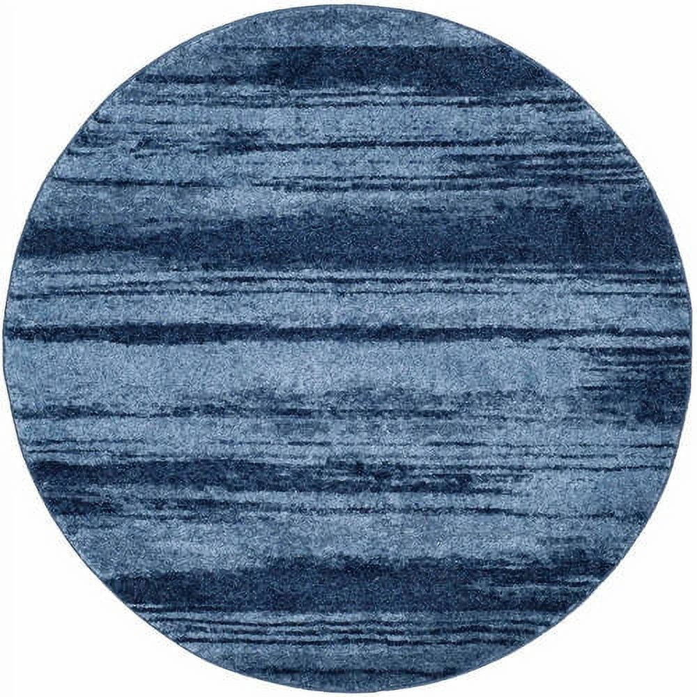 Abstract Blue Shag Rectangular Rug, Hand-Knotted Synthetic Easy Care