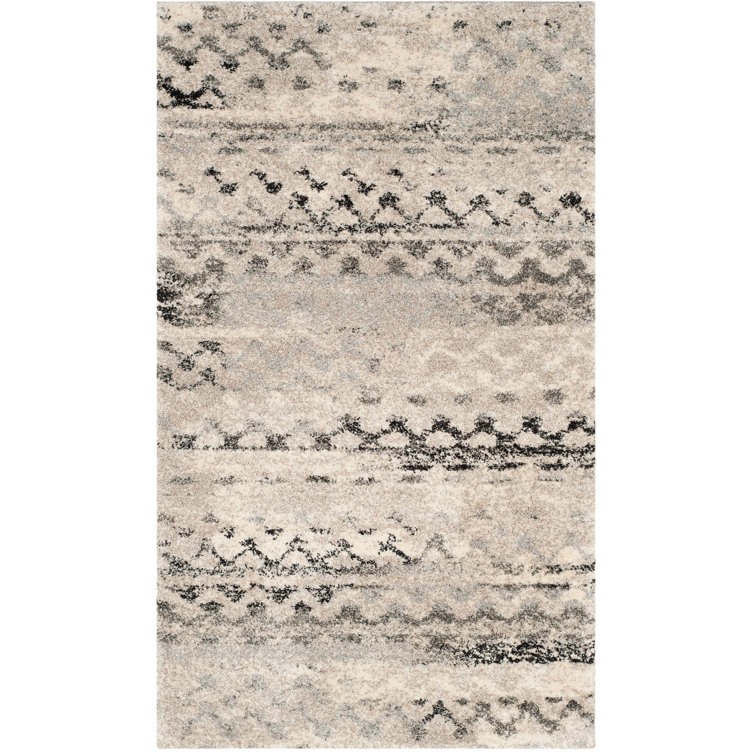 LuxaShag Abstract Gray 36" Reversible Synthetic Area Rug