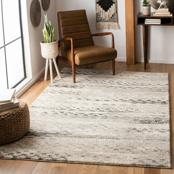 SAFAVIEH Retro Coilean Abstract Area Rug, Cream/Grey, 4' x 6'