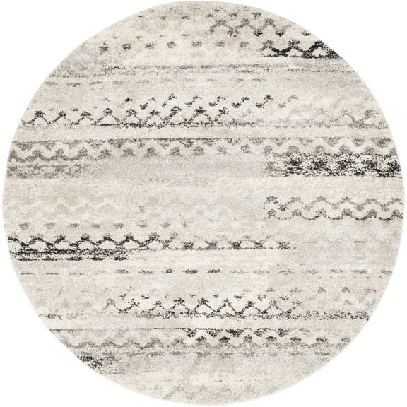 SAFAVIEH Retro Coilean Abstract Area Rug, Cream/Grey, 6' x 6' Round