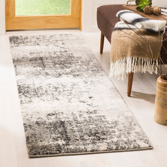 SAFAVIEH Retro Corynn Abstract Runner Rug, Light Grey/Grey, 2'3" x 13'