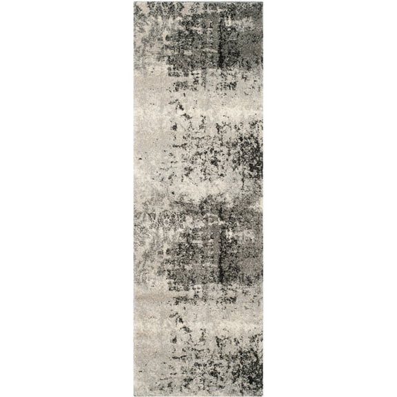 SAFAVIEH Retro Corynn Abstract Runner Rug, Light Grey/Grey, 2'3" x 7'
