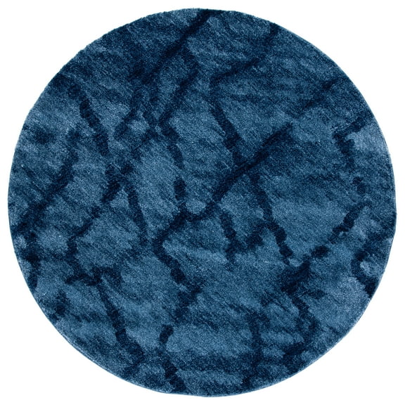 SAFAVIEH Retro Daphne Abstract Area Rug, Blue/Dark Blue, 4' x 4' Round