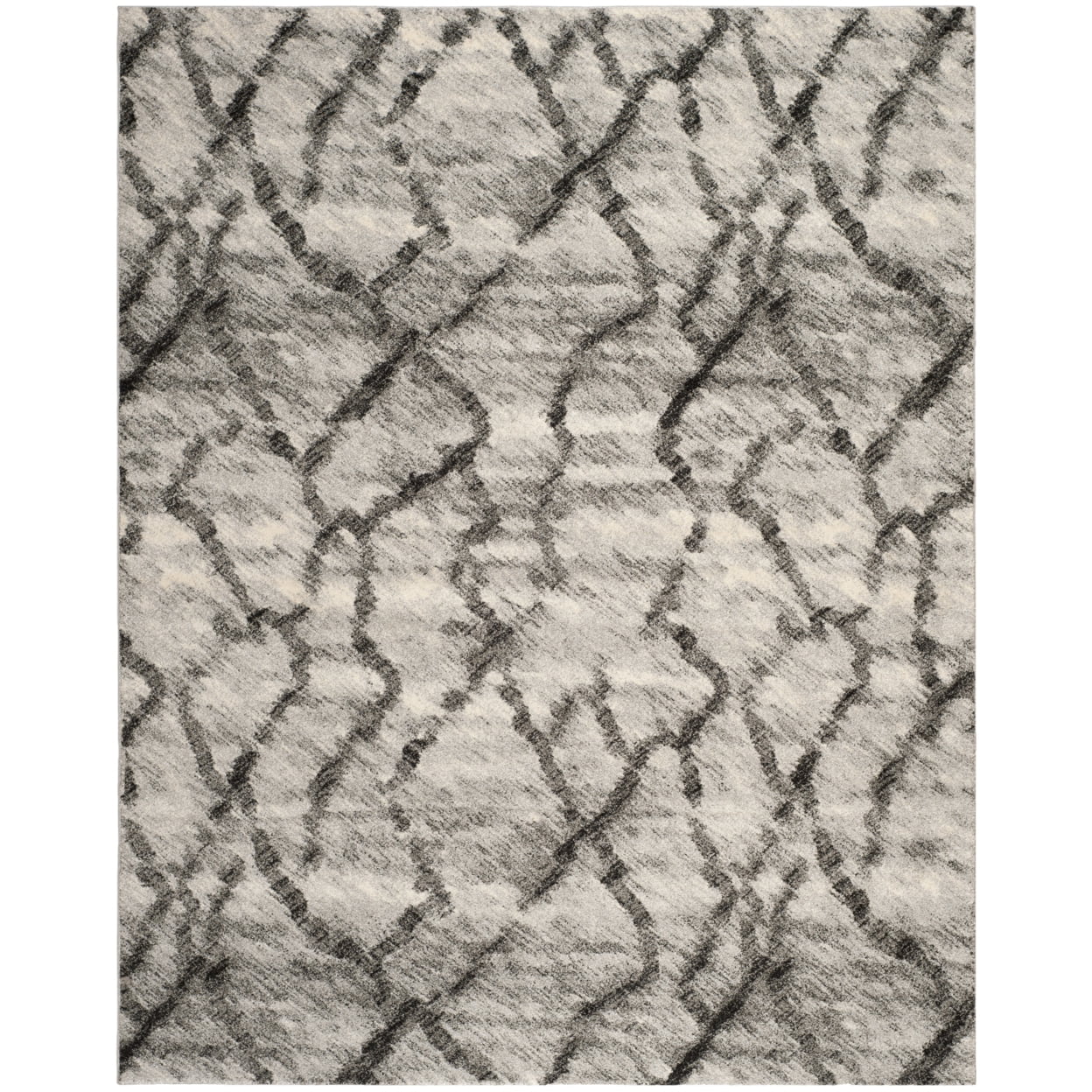 Abstract Elegance 30'' Black Synthetic Easy-Care Shag Rug