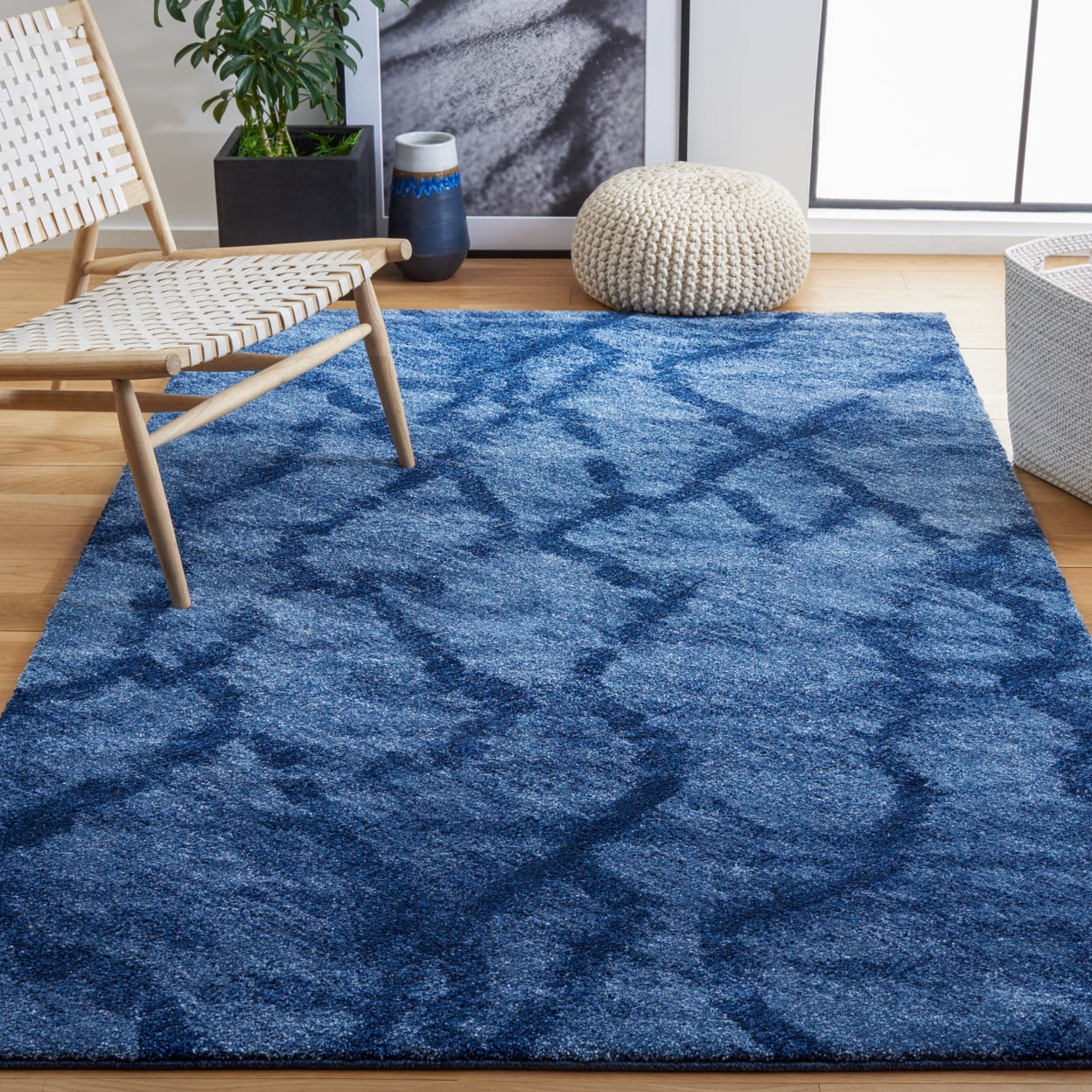 SAFAVIEH Retro Daphne Abstract Runner Rug, Blue/Dark Blue, 2'3" x 9'
