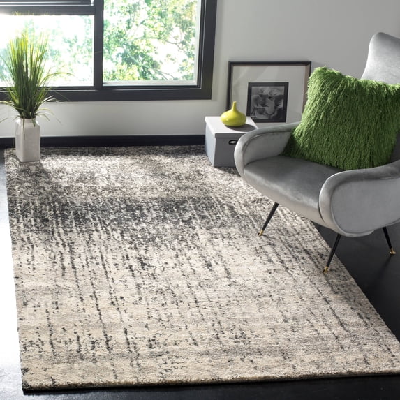 SAFAVIEH Retro Elsie Abstract Area Rug, Black/Light Grey, 4' x 4' Square