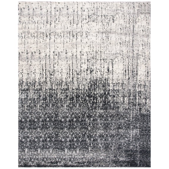 SAFAVIEH Retro Elsie Abstract Area Rug, Black/Light Grey, 8' x 8' Round