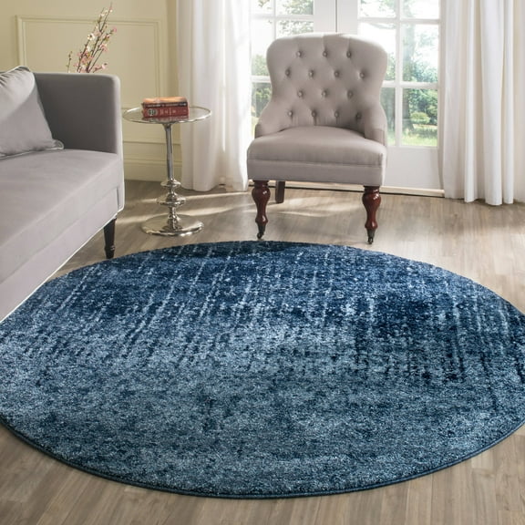 SAFAVIEH Retro Elsie Abstract Area Rug, Light Blue/Blue, 4' x 4' Round