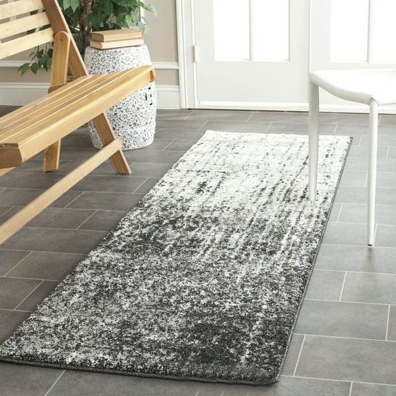 SAFAVIEH Retro Elsie Abstract Runner Rug, Black/Light Grey, 2'3" x 21'