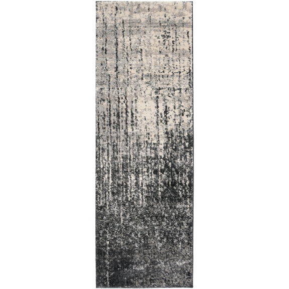 SAFAVIEH Retro Elsie Abstract Runner Rug, Black/Light Grey, 2'3" x 5'