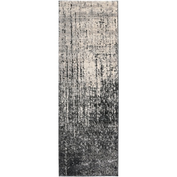 SAFAVIEH Retro Elsie Abstract Runner Rug, Black/Light Grey, 2'3" x 8'