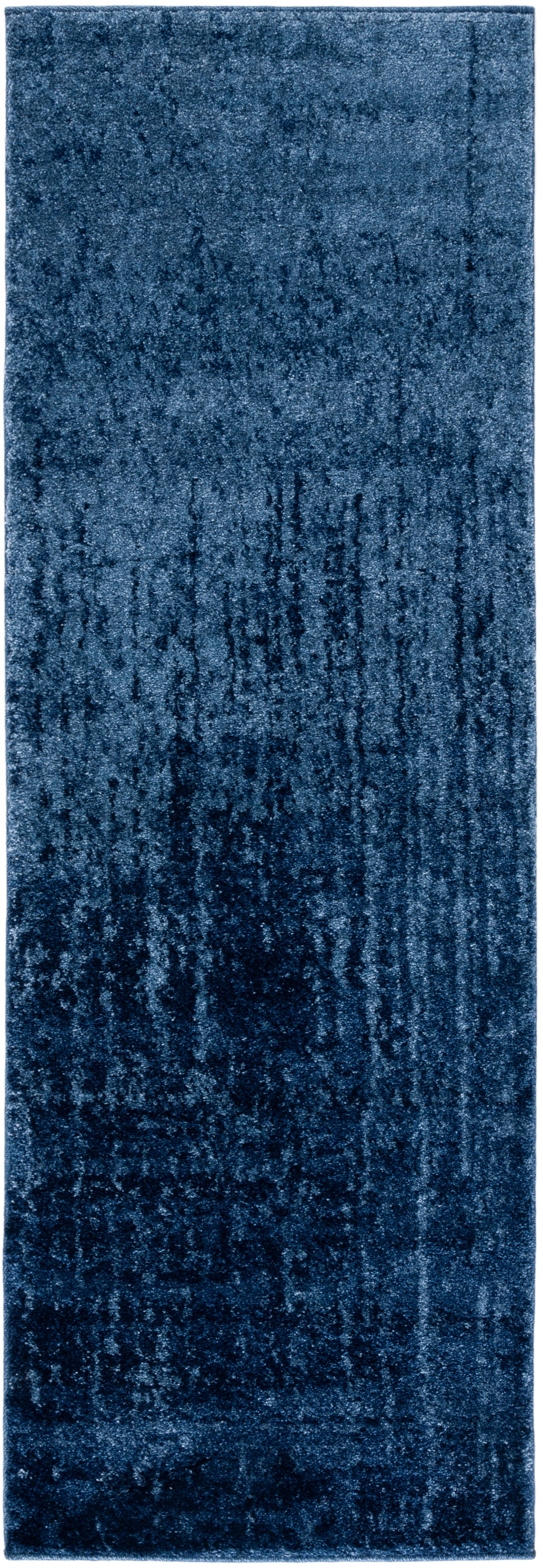 Retro Light Blue and Blue Abstract Shag Runner Rug