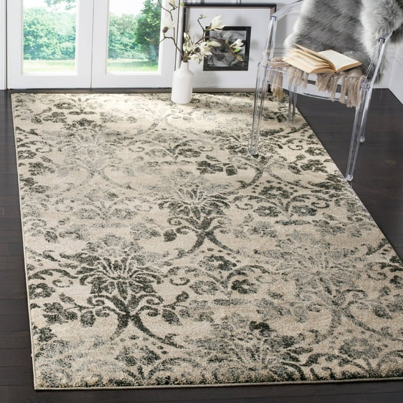 SAFAVIEH Retro Hyram Damask Area Rug, Cream/Grey, 3' x 5'