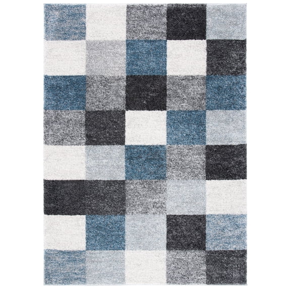 SAFAVIEH Retro Isidor Geometric Area Rug, Grey/Blue, 5'3" x 7'6"
