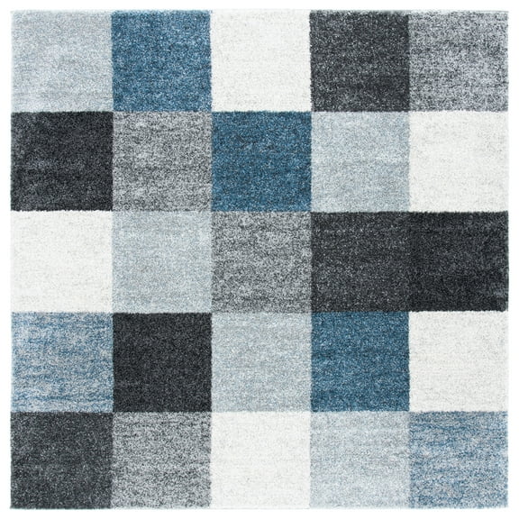 SAFAVIEH Retro Isidor Geometric Area Rug, Grey/Blue, 6'7" x 6'7" Square