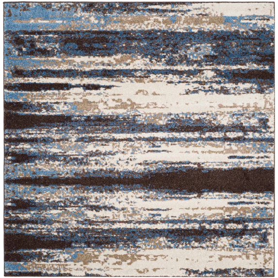 SAFAVIEH Retro Mayson Abstract Area Rug, Cream/Blue, 8' x 8' Square