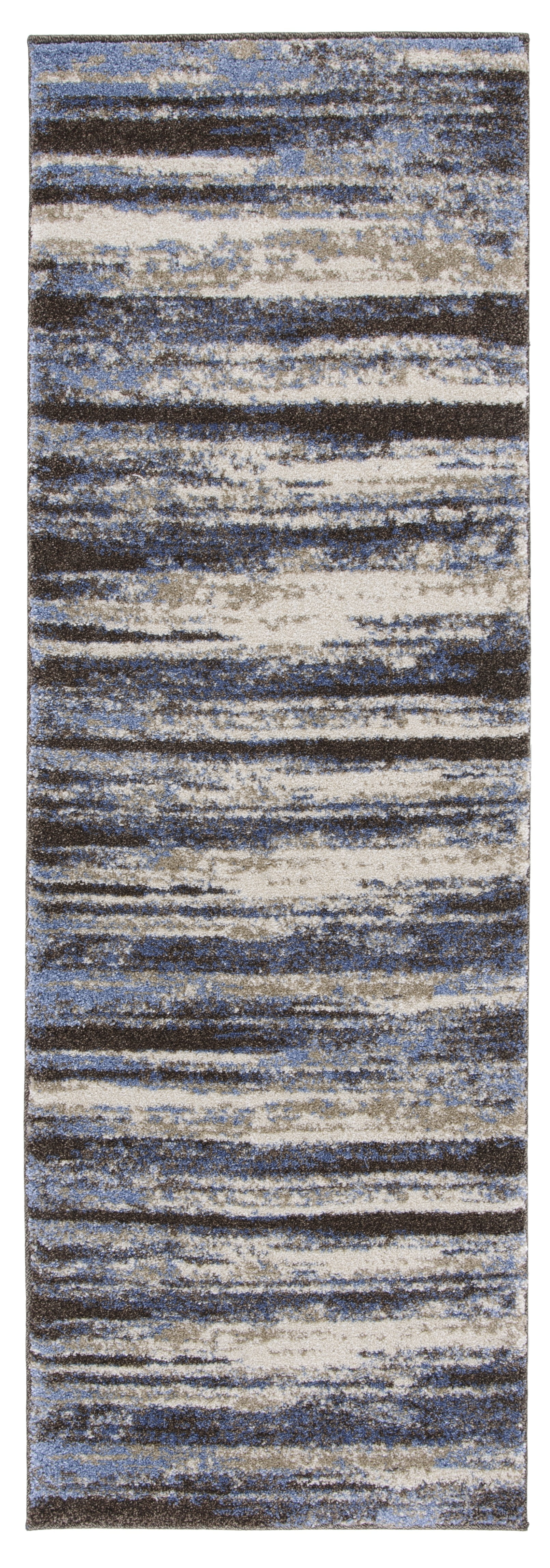 Luxurious Hand-Knotted Cream/Blue Shag Rug - 27" x 19"