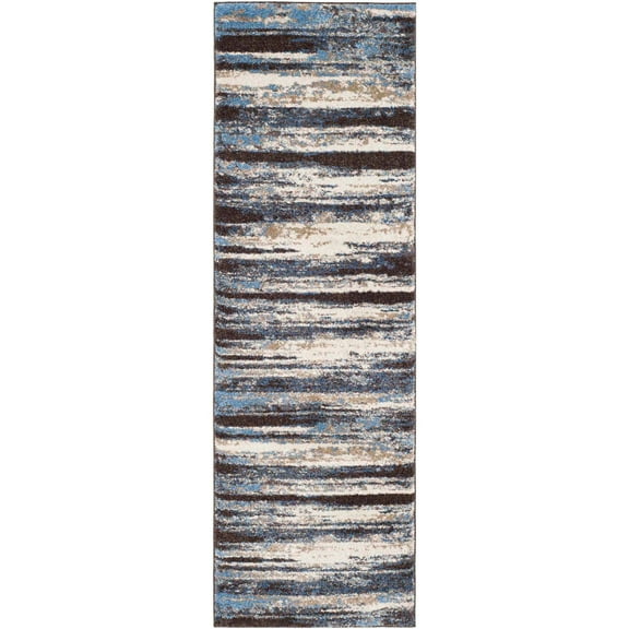 SAFAVIEH Retro Mayson Abstract Runner Rug, Cream/Blue, 2'3" x 9'