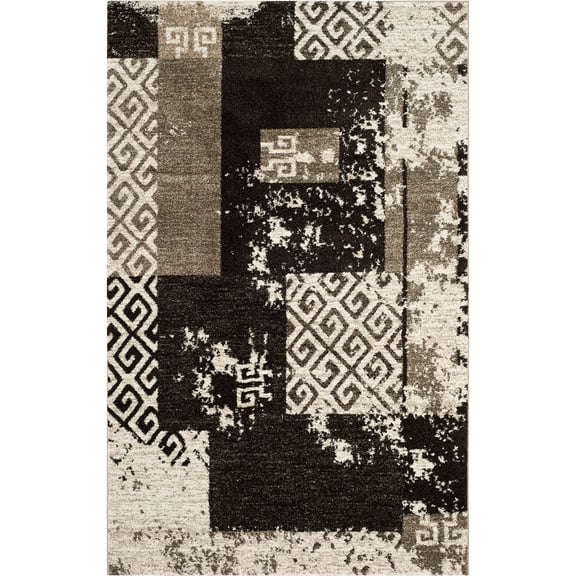 SAFAVIEH Retro Melody Abstract Area Rug, Cream/Brown, 4' x 6'