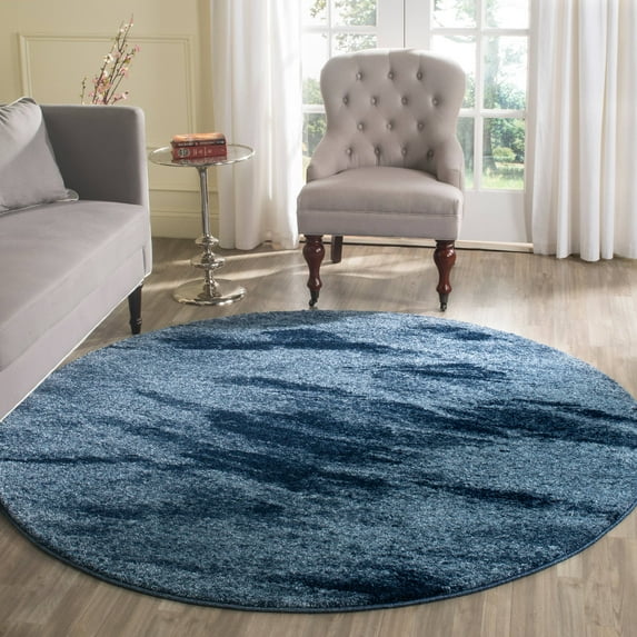 SAFAVIEH Retro Panit Abstract Area Rug, Light Blue/Blue, 4' x 4' Round