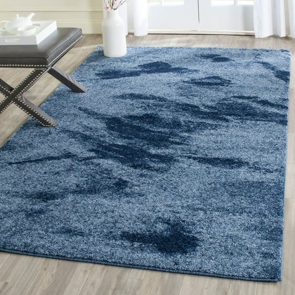 SAFAVIEH Retro Panit Abstract Area Rug, Light Blue/Blue, 6' x 6' Square