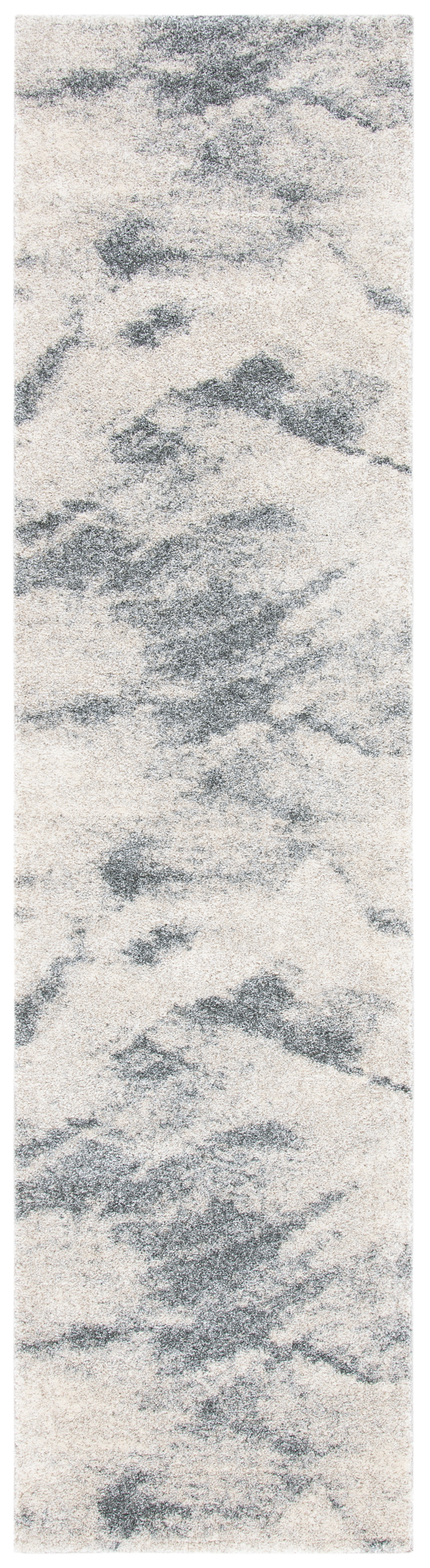 Beige and Grey Abstract Shag Runner Rug, 2'3" x 9'