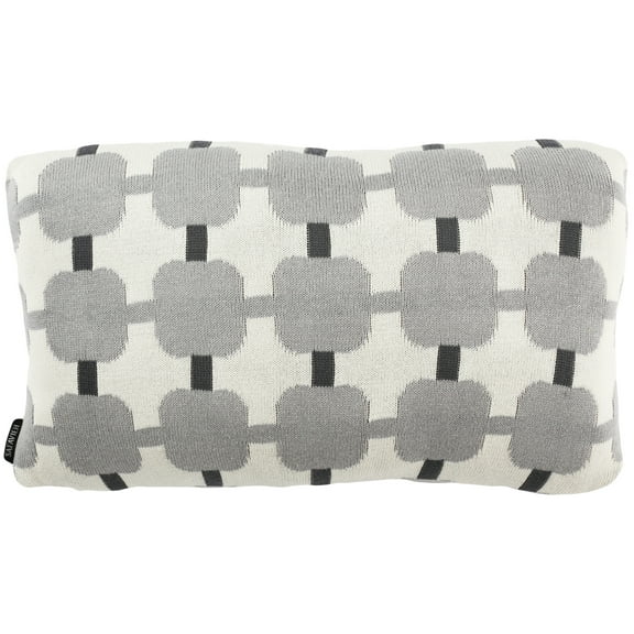 SAFAVIEH Retro Square Geometric Plush Pillow, 12" x 20", Light Grey/Dark Grey
