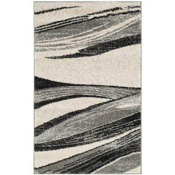 SAFAVIEH Retro Travis Abstract Area Rug, Light Grey/Ivory, 3' x 5'