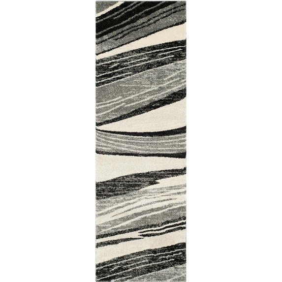 SAFAVIEH Retro Travis Abstract Runner Rug, Light Grey/Ivory, 2'3" x 7'