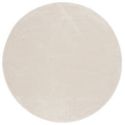 SAFAVIEH Revive Hyram Solid Polyester Area Rug, Beige, 6'7" x 6'7" Round
