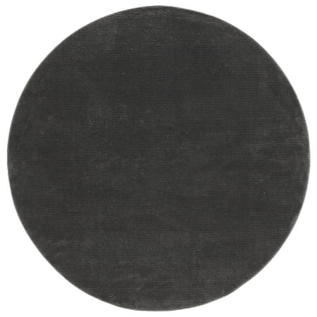 SAFAVIEH Revive Hyram Solid Polyester Area Rug, Charcoal, 6'7" x 6'7" Round