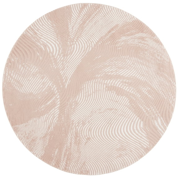 SAFAVIEH Revive Lanford Abstract Polyester Area Rug, Pink/Ivory, 6'7" x 6'7" Round