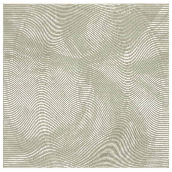 SAFAVIEH Revive Lanford Abstract Polyester Area Rug, Sage/Ivory, 6'7" x 6'7" Square