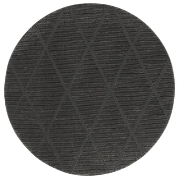 SAFAVIEH Revive Lorrin Diamond Polyester Area Rug, Charcoal, 6'7" x 6'7" Round