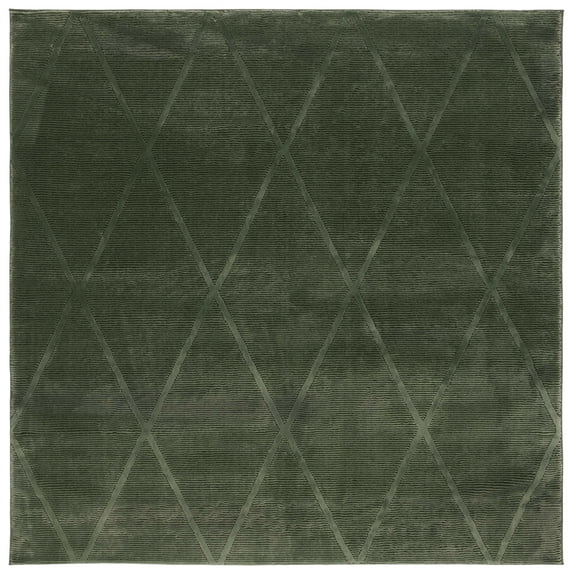 SAFAVIEH Revive Lorrin Diamond Polyester Area Rug, Green, 6'7" x 6'7" Square