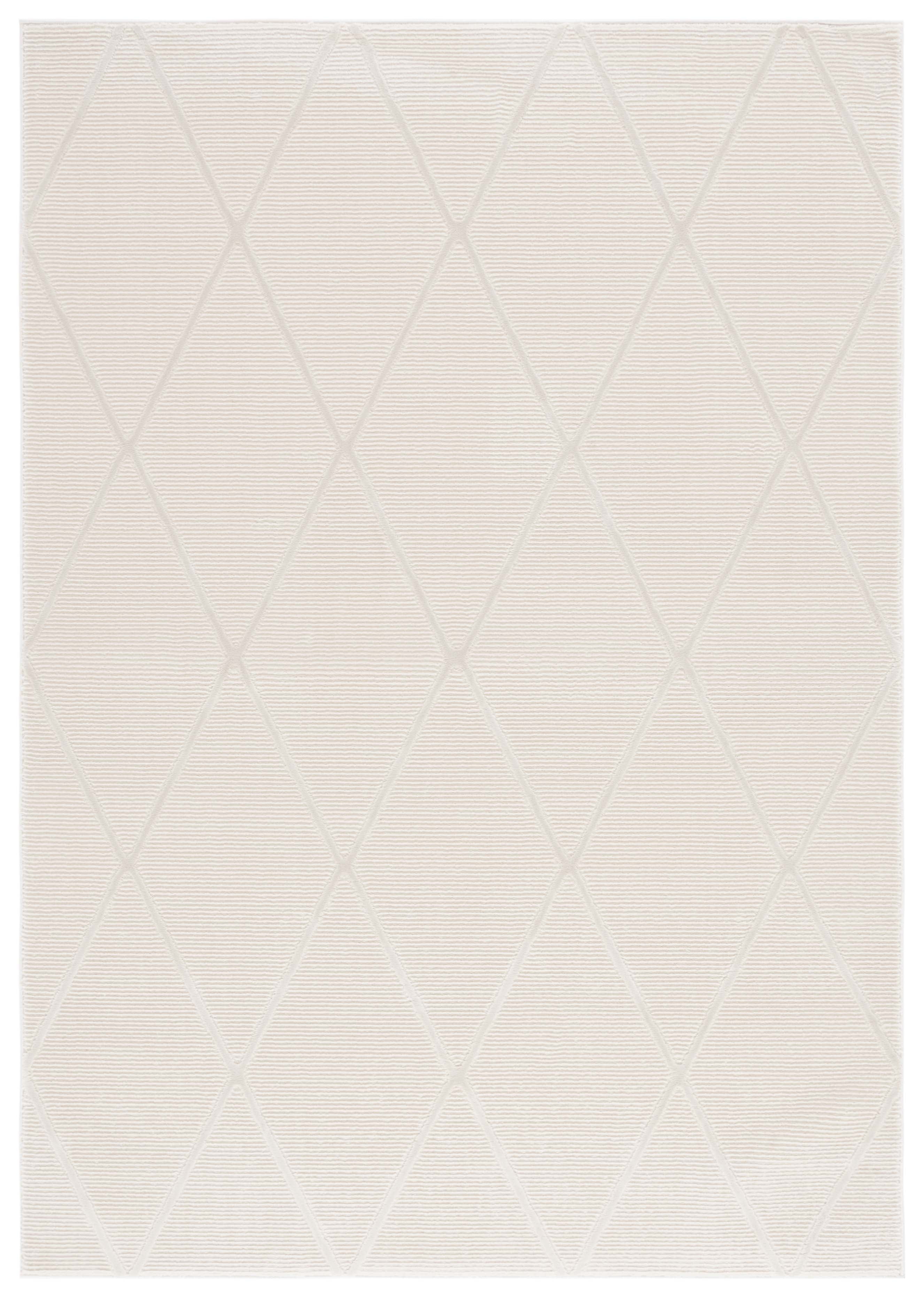 Ivory Diamond Pattern 8' x 10' Synthetic Area Rug