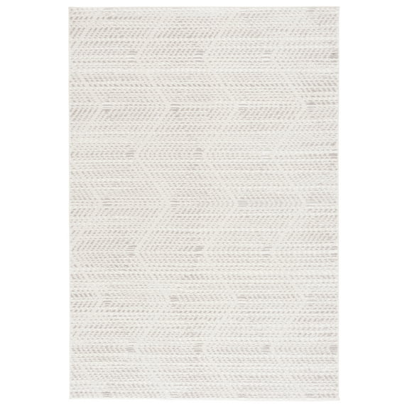 SAFAVIEH Revive Russell Geometric Polyester Area Rug, Ivory/Gray, 4' x 6'